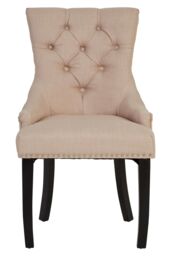 Orsina Linen Dining Chair with Wooden Legs in Beige - thumbnail 4