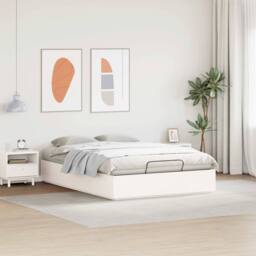 Berkfield Home Ottoman Bed Frame with Storage White 150 x 200 cm - thumbnail 4