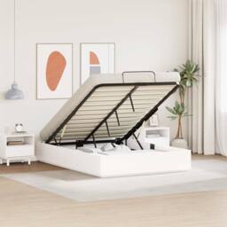 Berkfield Home Ottoman Bed Frame with Storage White 150 x 200 cm
