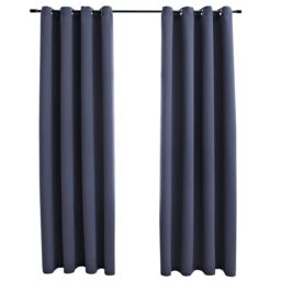 Berkfield Home Blackout Curtains with Metal Rings 2 pcs Anthracite 140x245 cm - thumbnail 2
