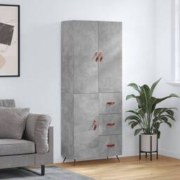 Berkfield Home Highboard Concrete Grey 69.5x34x180 cm Engineered Wood - thumbnail 2