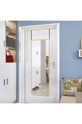 Living and Home 28cm W x 78cm H Gold Metal Frame Wall Mounted Door Mirror - Size: 28 cm W x 78 cm H - thumbnail 2