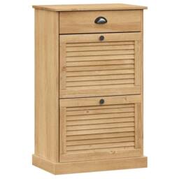 Berkfield Home Shoe Cabinet VIGO 60x35x96 cm Solid Wood Pine in Brown - Size: 60 x 35 x 96 cm