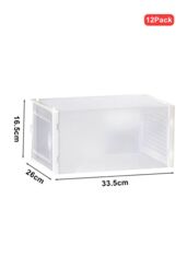 Living and Home 12Pcs White Plastic Foldable Stackable Storage Shoe Boxes - thumbnail 3