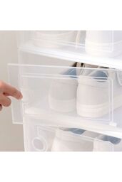 Living and Home 12Pcs White Plastic Foldable Stackable Storage Shoe Boxes - thumbnail 4