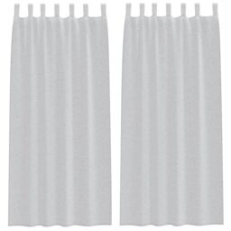 Berkfield Home Curtains with Curtains 2 pcs Light gray 140 x 225 cm Polyester - thumbnail 2