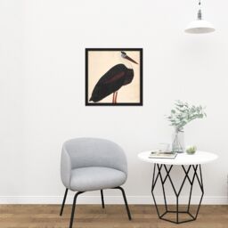"Artery8 Wall Art Print Black Stork In A Landscape Indian Watercolour Bird Painting Square Framed Picture 16X16 Inch - Size: W16"" x H16""" - thumbnail 2