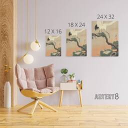 "Artery8 Ohara Koson Crane On Pine Branch Canvas Japanese Wall Art - Size: W18"" x H24""" - thumbnail 4