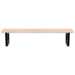 Berkfield Home Basin Shelf Wall Mounted Steel & Solid Wood Oak in Light Brown - thumbnail 4