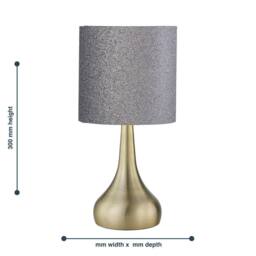 First Choice Lighting Set of 2 Romana - Antique Brass Touch Table Lamps Glitter Shade in Bronze - thumbnail 6