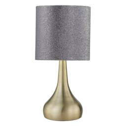 First Choice Lighting Set of 2 Romana - Antique Brass Touch Table Lamps Glitter Shade in Bronze - thumbnail 3