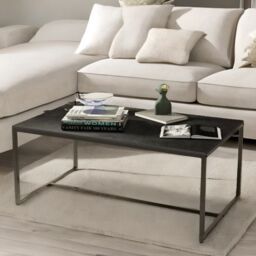 Pirlo Plush Rectangular Faux Marble Coffee Table Living Room Furniture Black - thumbnail 5