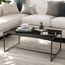 Pirlo Plush Rectangular Faux Marble Coffee Table Living Room Furniture Black - thumbnail 4