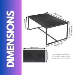 Pirlo Plush Rectangular Faux Marble Coffee Table Living Room Furniture Black - thumbnail 6