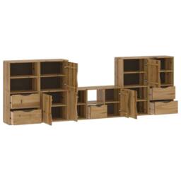 Berkfield Home 5 Piece TV Units with Storage ODDA Solid Wood Pine in Brown - thumbnail 5