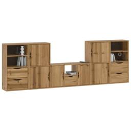 Berkfield Home 5 Piece TV Units with Storage ODDA Solid Wood Pine in Brown - thumbnail 4