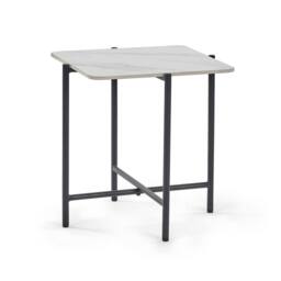 Cheshire Lucerne White Marbled Sintered Stone Square Lamp Table in White Marble - thumbnail 1