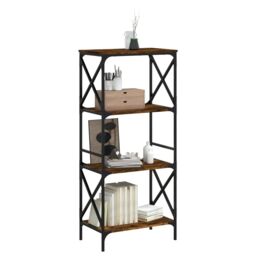Berkfield Home Bookcase 4-Tier Smoked Oak 59x35x132 cm Engineered Wood in Brown - Size: 59 x 35 x 132 cm - thumbnail 3