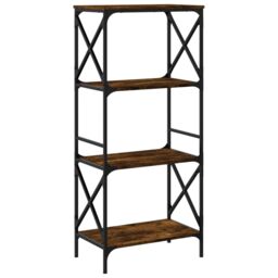 Berkfield Home Bookcase 4-Tier Smoked Oak 59x35x132 cm Engineered Wood in Brown - Size: 59 x 35 x 132 cm - thumbnail 6