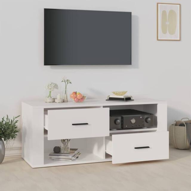 Berkfield Home TV Cabinet White 100x35x40 cm Engineered Wood - Size: 100 x 35 x 40 cm - image 1