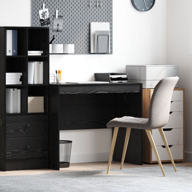 Berkfield Home Black Oak Writing Desk Black Oak Particle board 90 x 50 x 76 cm - image 1