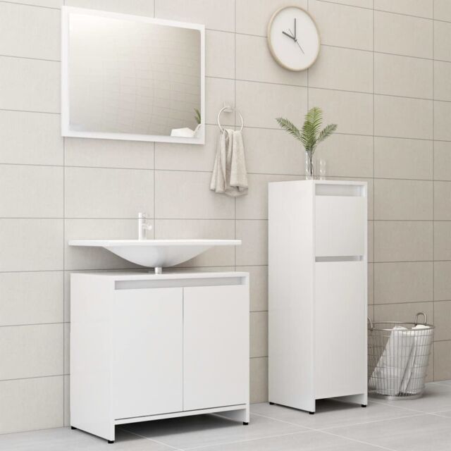 Berkfield Home 3 Piece Bathroom Furniture Set White Engineered Wood - image 1