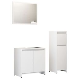 Berkfield Home 3 Piece Bathroom Furniture Set White Engineered Wood - thumbnail 2