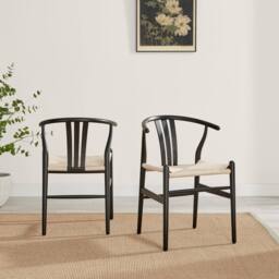 FurnitureboxUK Penrose Black Wooden Round Dining Table & 4 Black Caia Dining Chairs - thumbnail 9