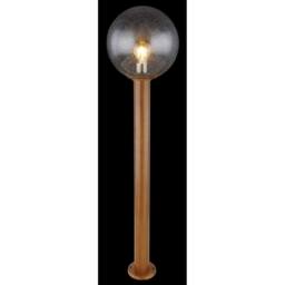 Netlighting Ossy Outdoor Bollard Wood Look IP44 Clear Glass Shade 1x E27 in Brown - thumbnail 3