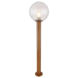 Netlighting Ossy Outdoor Bollard Wood Look IP44 Clear Glass Shade 1x E27 in Brown