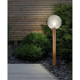 Netlighting Ossy Outdoor Bollard Wood Look IP44 Clear Glass Shade 1x E27 in Brown - thumbnail 5