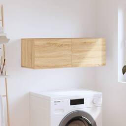Berkfield Home Wall Cabinet Sonoma Oak 100x36.5x35 cm Engineered Wood in Light Brown - thumbnail 2