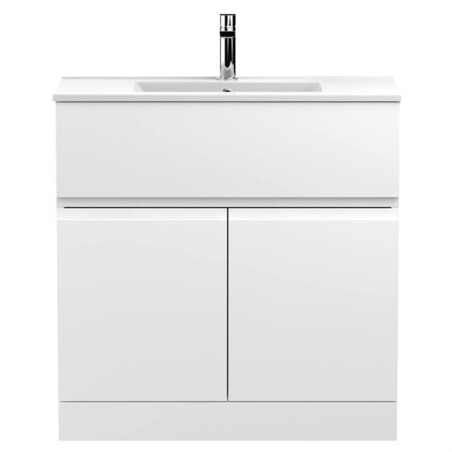 Balterley Mavesyn 2 Door 1 Drawer Vanity Basin Unit, Satin White, 800mm in White - image 1