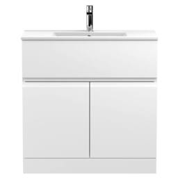 Balterley Mavesyn 2 Door 1 Drawer Vanity Basin Unit, Satin White, 800mm in White