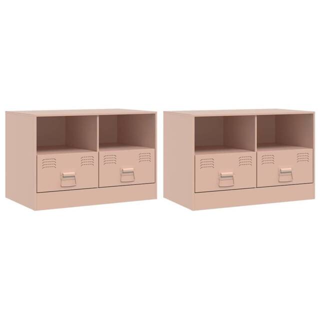 Berkfield Home TV Cabinets 2 pcs Pink 67x39x44 cm Steel - Size: 67 x 39 x 44 cm - image 1