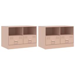 Berkfield Home TV Cabinets 2 pcs Pink 67x39x44 cm Steel - Size: 67 x 39 x 44 cm - thumbnail 1