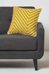 Homescapes Mustard Yellow Tufted Cotton Cushion - Size: 45 cm x 45 cm - thumbnail 2
