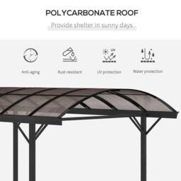 5 x 3(m) Garden Aluminium Pergola Gazebo Carport w/ Polycarbonate Roof - thumbnail 4