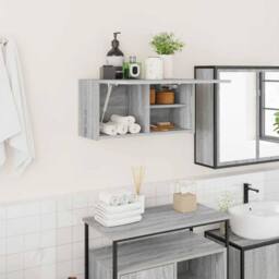 Berkfield Home Decorative Bathroom Wall Cabinet Grey Sonoma 60x25x30 cm Engineer - Size: 60 x 25 x 30 cm - thumbnail 2