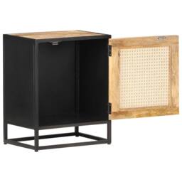 Berkfield Home Beautiful Bedside Cabinet 40x30x50 cm Rough Mango Wood & Natura in Brown - Size: 40 x 30 x 50 cm - thumbnail 3