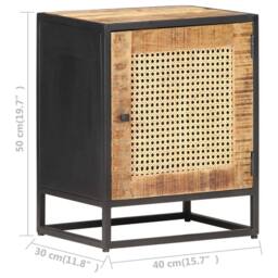 Berkfield Home Beautiful Bedside Cabinet 40x30x50 cm Rough Mango Wood & Natura in Brown - Size: 40 x 30 x 50 cm - thumbnail 8