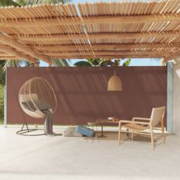 Berkfield Home Patio Retractable Side Awning 200x600 cm Brown - thumbnail 1
