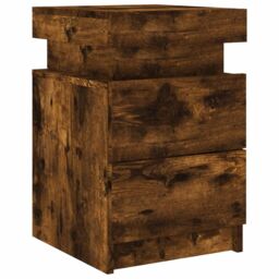 Berkfield Home Bedside Cabinets with LED Lights 2 pcs Smoked Oak 35x39x55 cm in Brown - Size: 35 x 39 x 55 cm - thumbnail 6