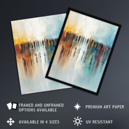 "Artery8 Crowd of People Colourful Misty Abstract Painting Wall Art Print in Blue - Size: W12"" x H16""" - thumbnail 2