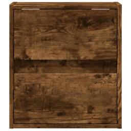 Berkfield Home Durable Wall-mounted Bedside Cabinet with LED Lights Smoked Oak in Brown - thumbnail 6