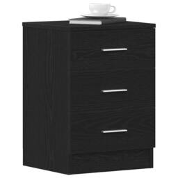 Berkfield Home Bedside Cabinet Black Oak 38x35x55 cm Engineered Wood - Size: 38 x 35 x 55 cm - thumbnail 1