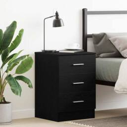 Berkfield Home Bedside Cabinet Black Oak 38x35x55 cm Engineered Wood - Size: 38 x 35 x 55 cm - thumbnail 2