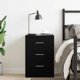 Berkfield Home Bedside Cabinet Black Oak 38x35x55 cm Engineered Wood - Size: 38 x 35 x 55 cm - thumbnail 4