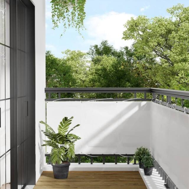 Berkfield Home Balcony Screen White 75x800 cm 100% Polyester Oxford - image 1