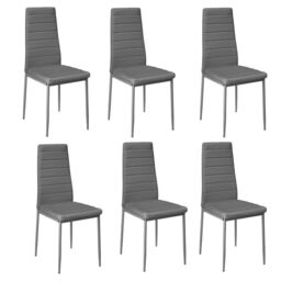 Living and Home Set of 6 Grey PU Leather Armless High Back Dining Chairs - thumbnail 7